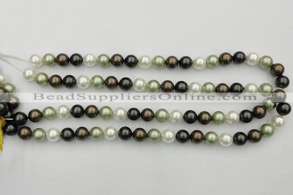 CSB337 15.5 inches 10mm round mixed color shell pearl beads