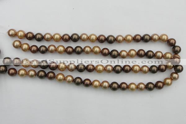 CSB342 15.5 inches 10mm round mixed color shell pearl beads