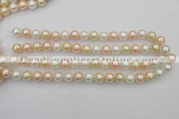 CSB350 15.5 inches 12mm round mixed color shell pearl beads