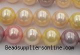 CSB354 15.5 inches 12mm round mixed color shell pearl beads