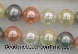 CSB355 15.5 inches 12mm round mixed color shell pearl beads