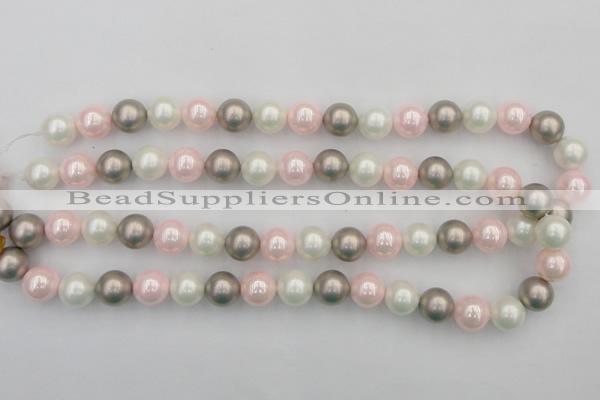 CSB356 15.5 inches 12mm round mixed color shell pearl beads