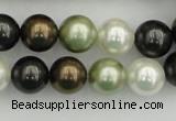 CSB362 15.5 inches 12mm round mixed color shell pearl beads