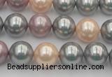 CSB365 15.5 inches 12mm round mixed color shell pearl beads