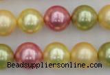 CSB378 15.5 inches 14mm round mixed color shell pearl beads