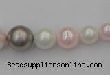 CSB406 15.5 inches 8mm - 16mm round mixed color shell pearl beads