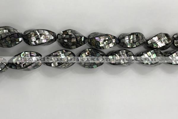 CSB4071 15.5 inches 14*26mm twisted rice abalone shell beads wholesale