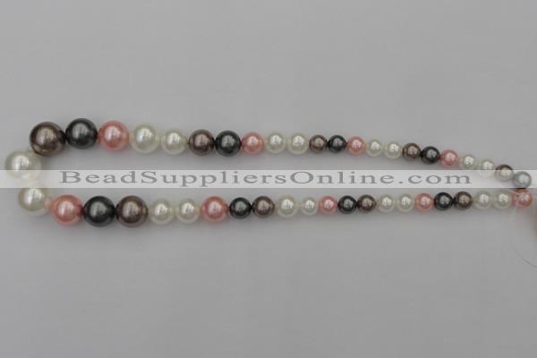 CSB408 15.5 inches 8mm - 16mm round mixed color shell pearl beads