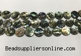 CSB4171 15.5 inches 14*14mm coin abalone shell beads wholesale