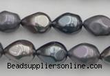 CSB418 12*15.5mm faceted teardrop mixed color shell pearl beads