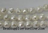 CSB451 15.5 inches 8mm faceted round shell pearl beads