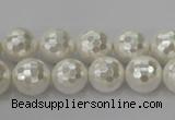 CSB453 15.5 inches 12mm faceted round shell pearl beads