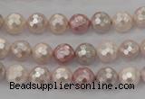 CSB490 15.5 inches 8mm faceted round mixed color shell pearl beads