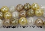 CSB521 15.5 inches 10mm faceted round mixed color shell pearl beads