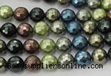 CSB530 15.5 inches 8mm faceted round mixed color shell pearl beads