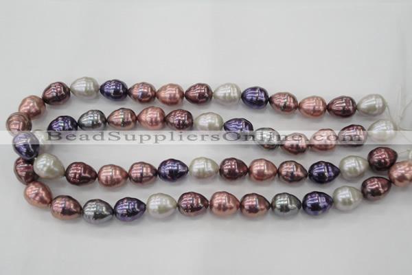 CSB553 15.5 inches 12*15mm whorl teardrop mixed color shell pearl beads