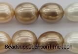 CSB678 15.5 inches 16*19mm oval mixed color shell pearl beads