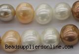 CSB695 15.5 inches 13*15mm oval mixed color shell pearl beads