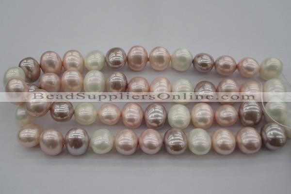 CSB713 15.5 inches 16*19mm oval mixed color shell pearl beads