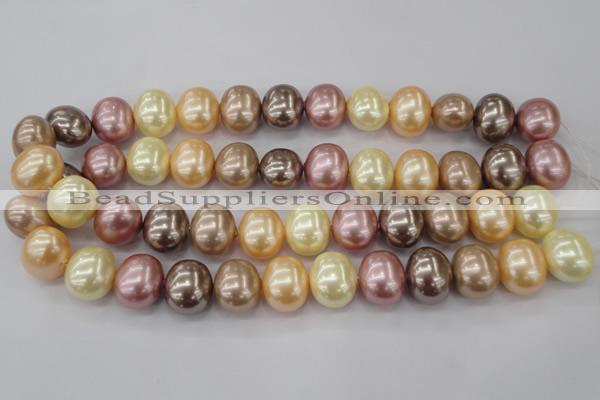 CSB715 15.5 inches 16*19mm oval mixed color shell pearl beads