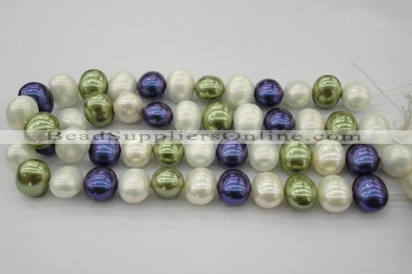 CSB717 15.5 inches 16*19mm oval mixed color shell pearl beads