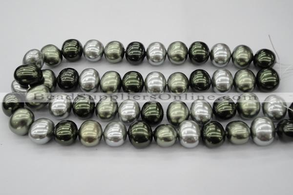 CSB718 15.5 inches 16*19mm oval mixed color shell pearl beads