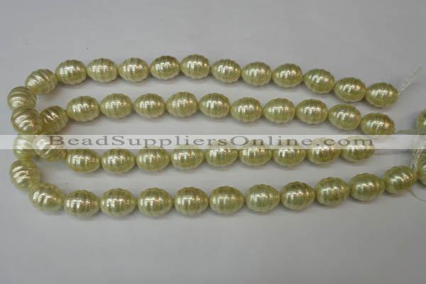 CSB887 15.5 inches 13*16mm whorl teardrop shell pearl beads wholesale