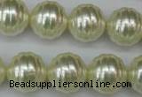 CSB896 15.5 inches 16mm whorl round shell pearl beads wholesale