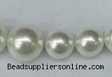 CSB930 15.5 inches 8mm - 16mm round shell pearl beads wholesale