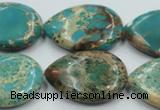 CSE14 15.5 inches 22*30mm flat teardrop natural sea sediment jasper beads