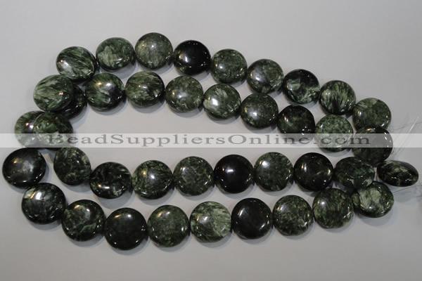 CSH126 15.5 inches 20mm flat round natural seraphinite gemstone beads