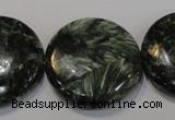 CSH128 15.5 inches 30mm flat round natural seraphinite gemstone beads