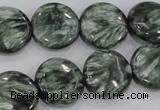 CSH53 15 inches 16mm flat round natural seraphinite gemstone beads