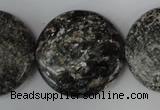 CSI30 15.5 inches 30mm flat round silver scale stone beads wholesale