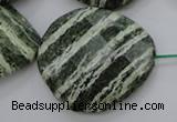 CSJ128 15.5 inches 30*38mm faceted freeform green silver line jasper beads