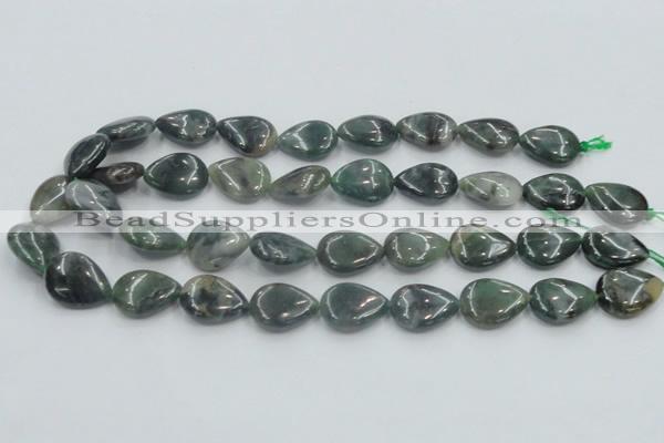 CSJ203 15.5 inches 15*20mm flat teardrop serpentine jade gemstone beads