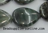 CSJ205 15.5 inches 22*30mm flat teardrop serpentine jade gemstone beads