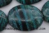 CSJ230 15.5 inches 30*40mm oval dyed green silver line jasper beads