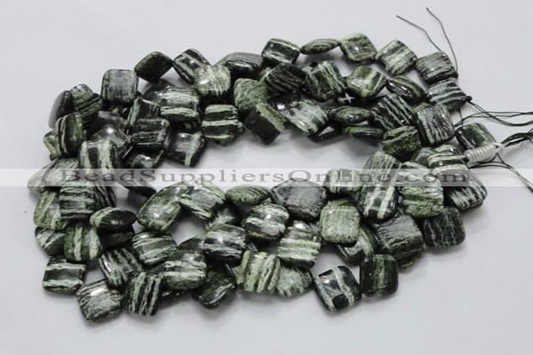 CSJ31 15.5 inches 15*15mm diamond green silver line jasper beads