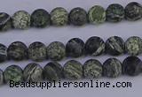 CSJ500 15.5 inches 4mm round matte green silver line jasper beads