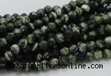 CSJ62 15.5 inches 4mm faceted round green silver line jasper beads