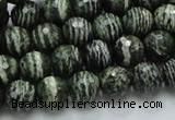 CSJ65 15.5 inches 10mm faceted round green silver line jasper beads