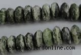 CSJ96 15.5 inches 6*12mm faceted rondelle green silver line jasper beads