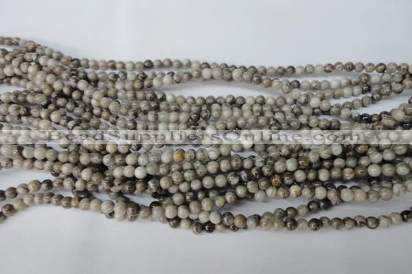 CSL10 15.5 inches 4mm round silver leaf jasper beads wholesale