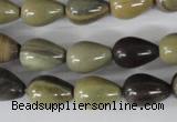 CSL104 15.5 inches 10*14mm teardrop silver leaf jasper beads wholesale