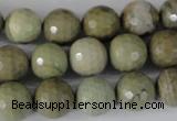 CSL112 15.5 inches 12mm faceted round silver leaf jasper beads