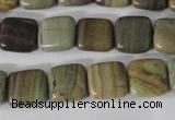 CSL118 15.5 inches 12*12mm square silver leaf jasper beads wholesale