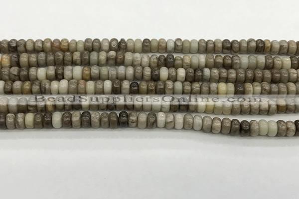 CSL125 15.5 inches 2.5*4.8mm rondelle sliver leaf jasper beads