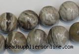 CSL14 15.5 inches 14mm round silver leaf jasper beads wholesale