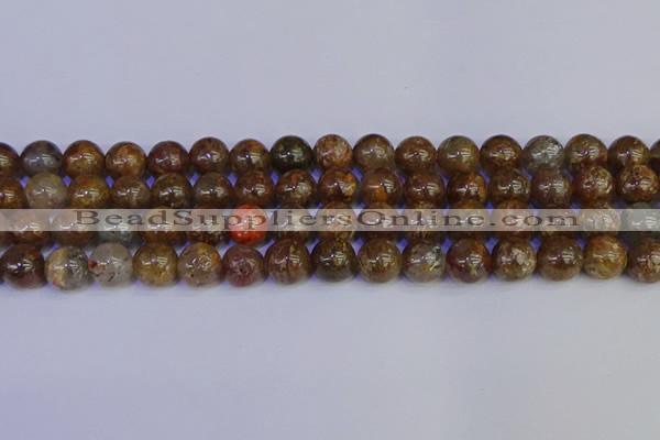 CSL224 15.5 inches 12mm round gold leaf jasper beads wholesale